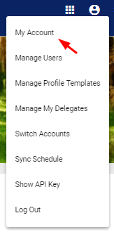 screenshot of my account option