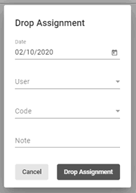 screenshot of drop assignment page