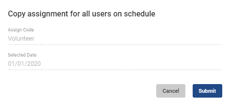 screenshot of copy assignment for all users on schedule box