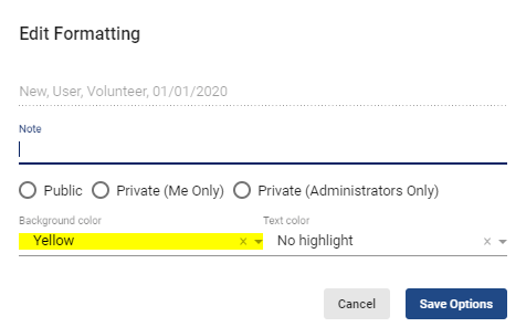 screenshot of edit formatting box