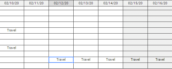 screenshot of schedule grid