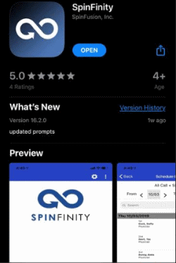 screenshot of spinfinity app in apple store