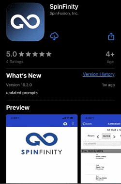 screenshot of spinfinity app in apple store