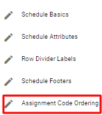 screenshot of assignment code ordering option