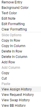 screenshot of grid schedule options