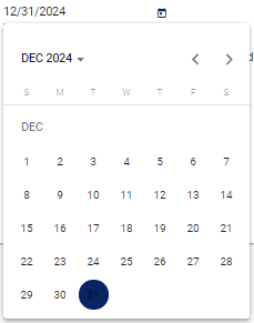 screenshot of new date selection