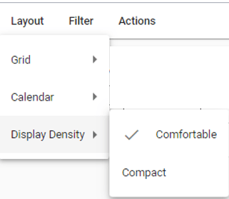 screenshot of display density options