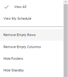 screenshot of filter menus