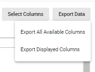 screenshot of export data option